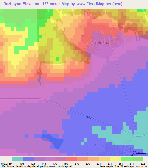 Razboyna,Bulgaria Elevation Map