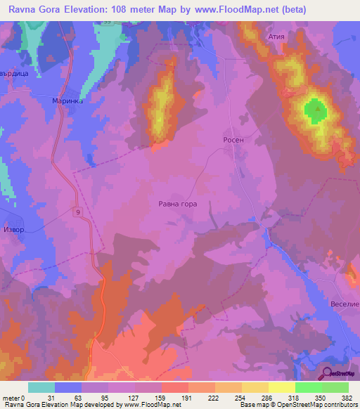 Ravna Gora,Bulgaria Elevation Map