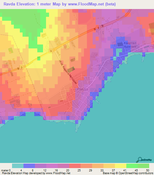 Ravda,Bulgaria Elevation Map