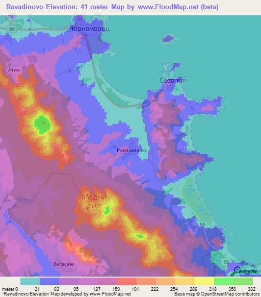 Ravadinovo,Bulgaria Elevation Map