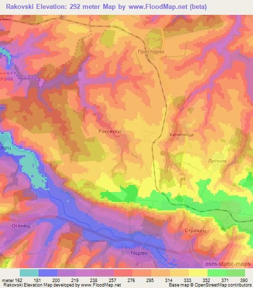 Rakovski,Bulgaria Elevation Map