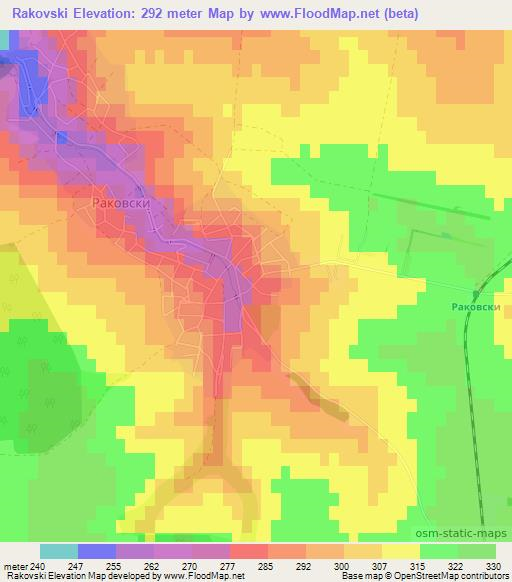 Rakovski,Bulgaria Elevation Map