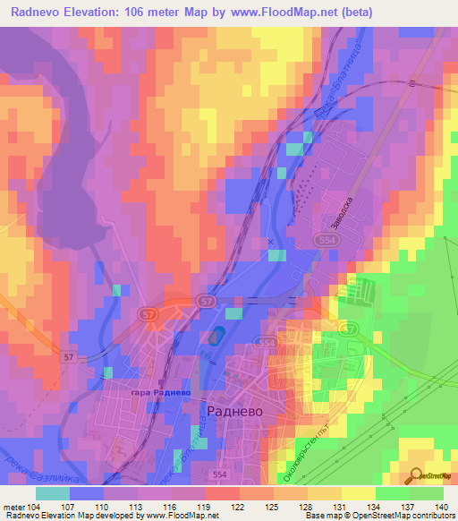 Radnevo,Bulgaria Elevation Map