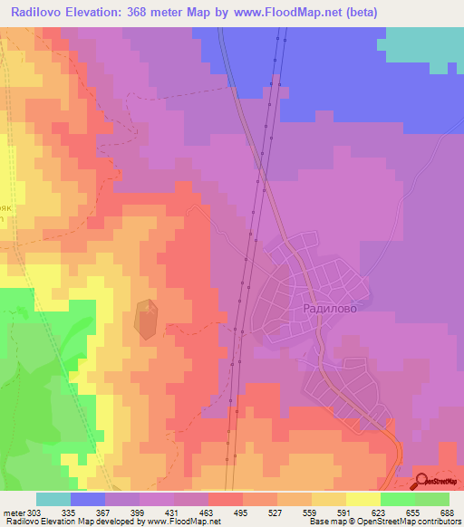 Radilovo,Bulgaria Elevation Map