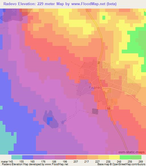 Radevo,Bulgaria Elevation Map