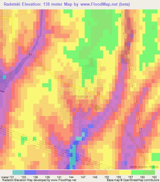 Radetski,Bulgaria Elevation Map