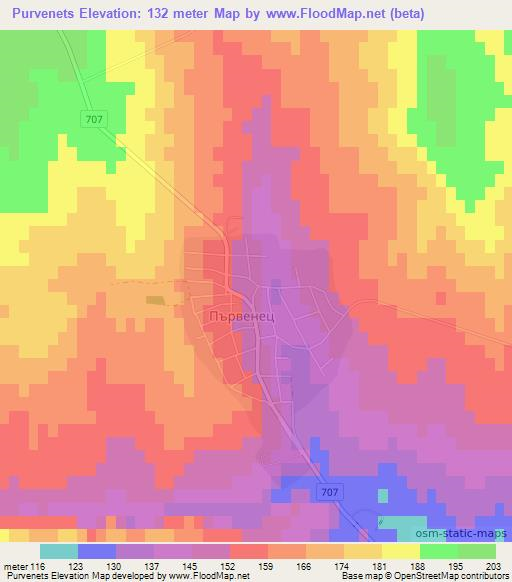 Purvenets,Bulgaria Elevation Map