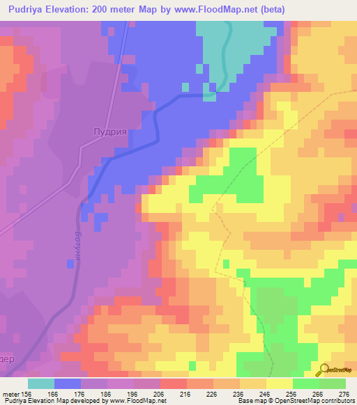 Pudriya,Bulgaria Elevation Map