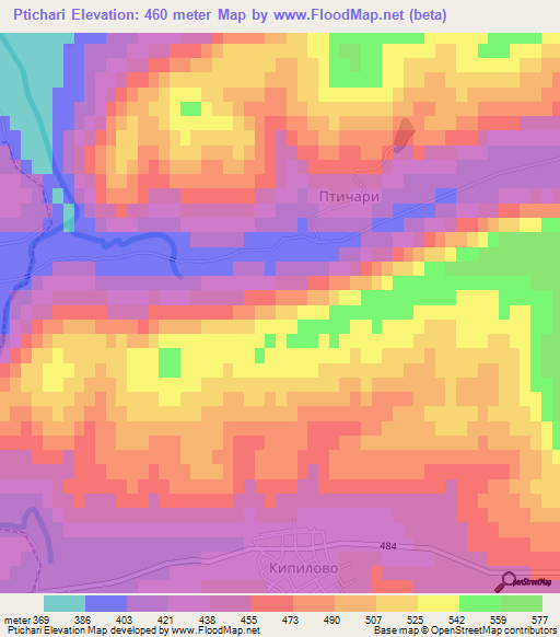 Ptichari,Bulgaria Elevation Map