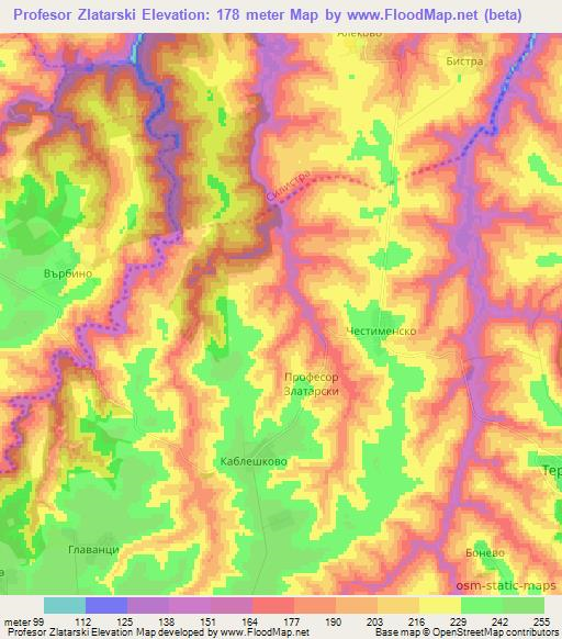 Profesor Zlatarski,Bulgaria Elevation Map