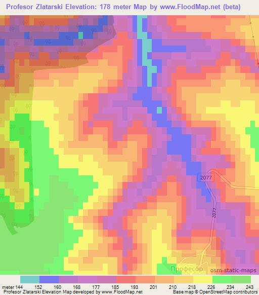 Profesor Zlatarski,Bulgaria Elevation Map