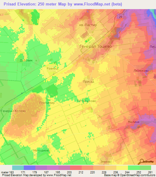 Prisad,Bulgaria Elevation Map