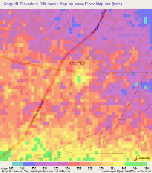 Kotputli,India Elevation Map