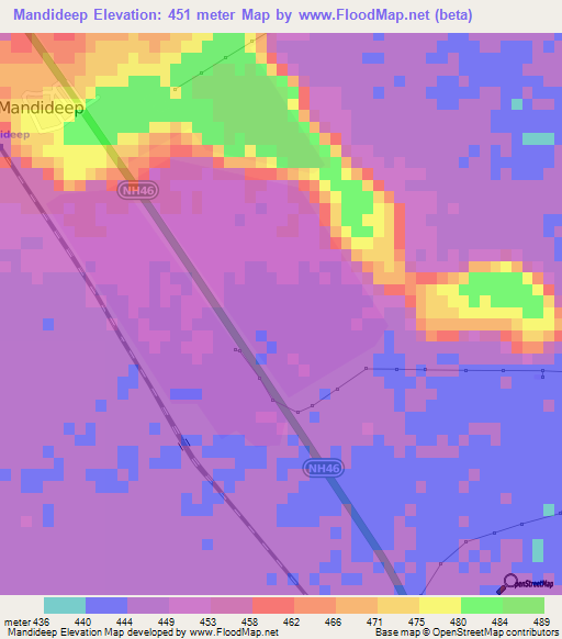 Mandideep,India Elevation Map