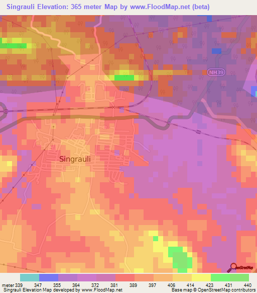 Singrauli,India Elevation Map