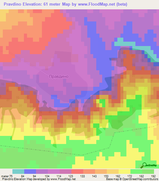 Pravdino,Bulgaria Elevation Map