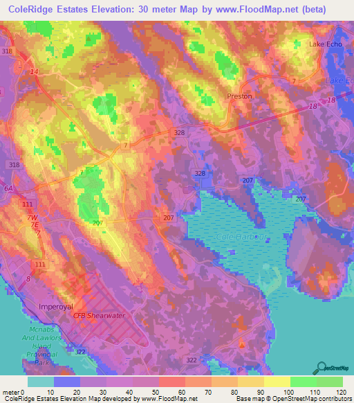 Elevation of ColeRidge Estates,Canada Elevation Map, Topography, Contour