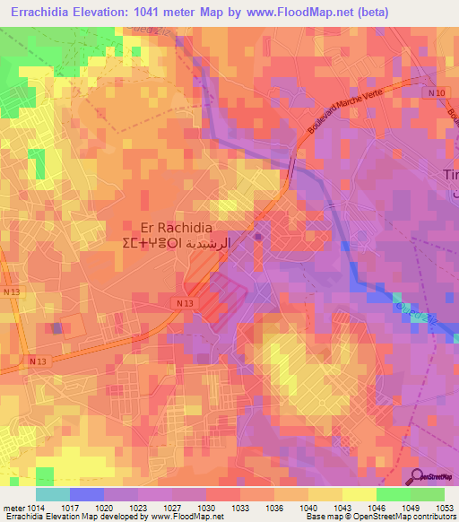 Errachidia,Morocco Elevation Map