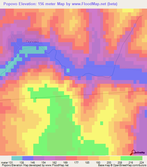 Popovo,Bulgaria Elevation Map