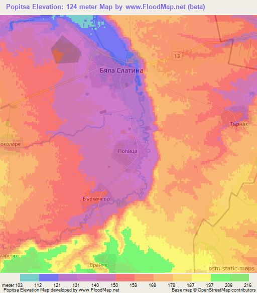 Popitsa,Bulgaria Elevation Map