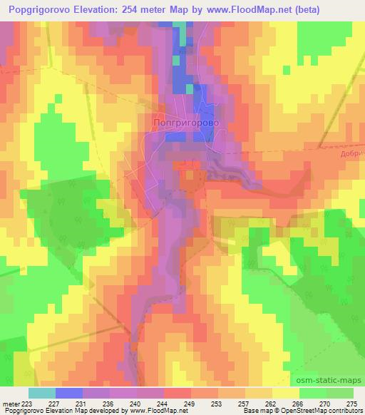 Popgrigorovo,Bulgaria Elevation Map