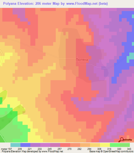 Polyana,Bulgaria Elevation Map