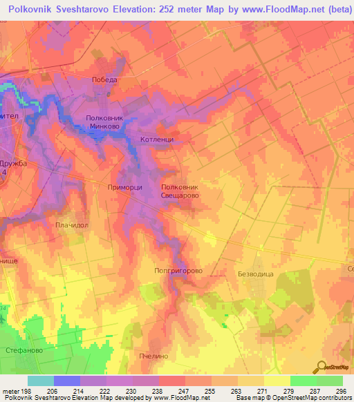 Polkovnik Sveshtarovo,Bulgaria Elevation Map