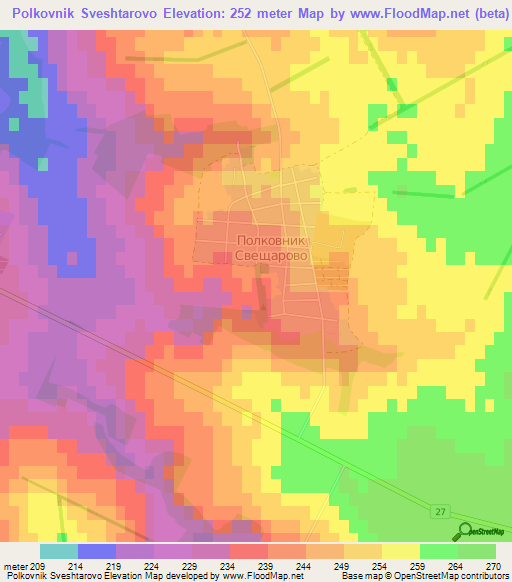 Polkovnik Sveshtarovo,Bulgaria Elevation Map