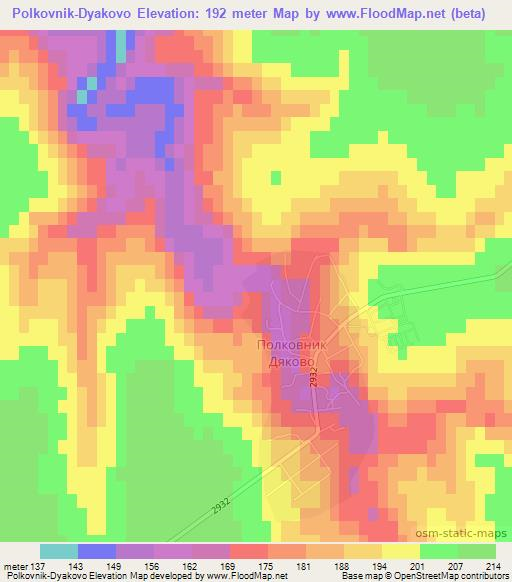 Polkovnik-Dyakovo,Bulgaria Elevation Map