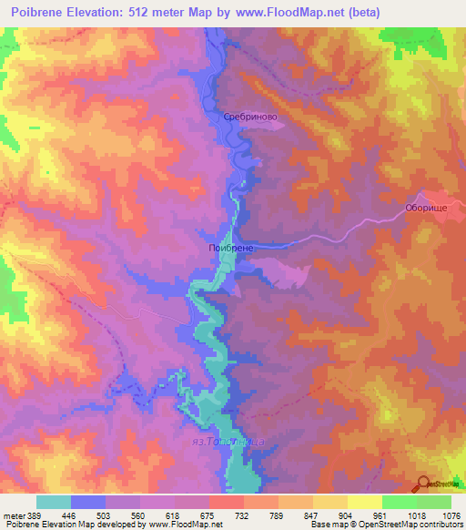 Poibrene,Bulgaria Elevation Map