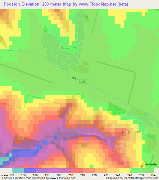 Podslon,Bulgaria Elevation Map