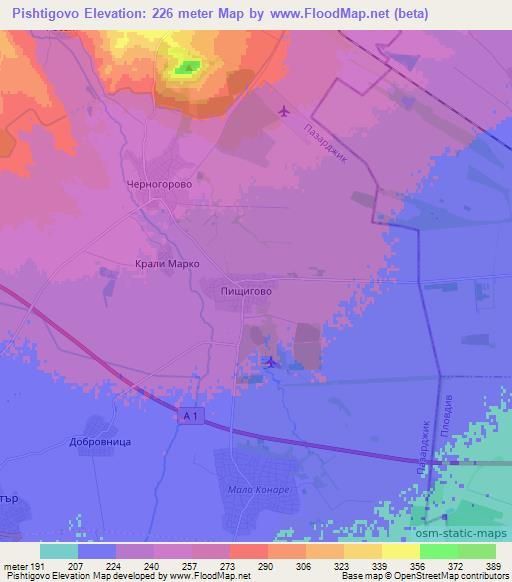 Pishtigovo,Bulgaria Elevation Map