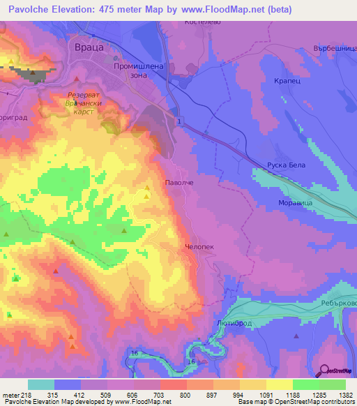 Pavolche,Bulgaria Elevation Map