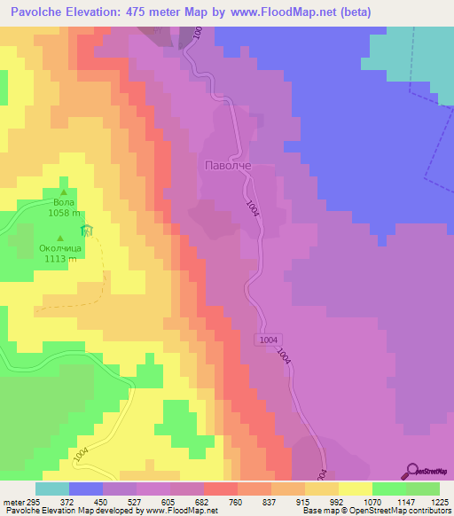 Pavolche,Bulgaria Elevation Map