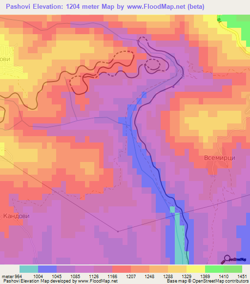 Pashovi,Bulgaria Elevation Map