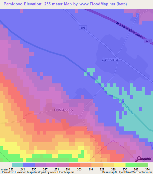 Pamidovo,Bulgaria Elevation Map