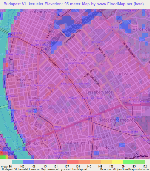 Elevation of Budapest VI. keruelet,Hungary Elevation Map, Topography ...