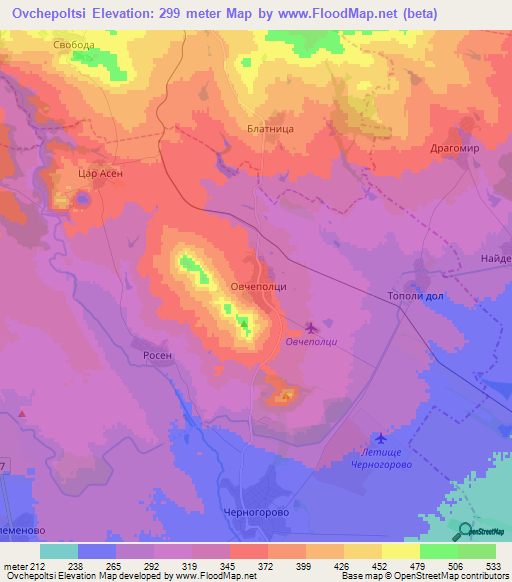 Ovchepoltsi,Bulgaria Elevation Map