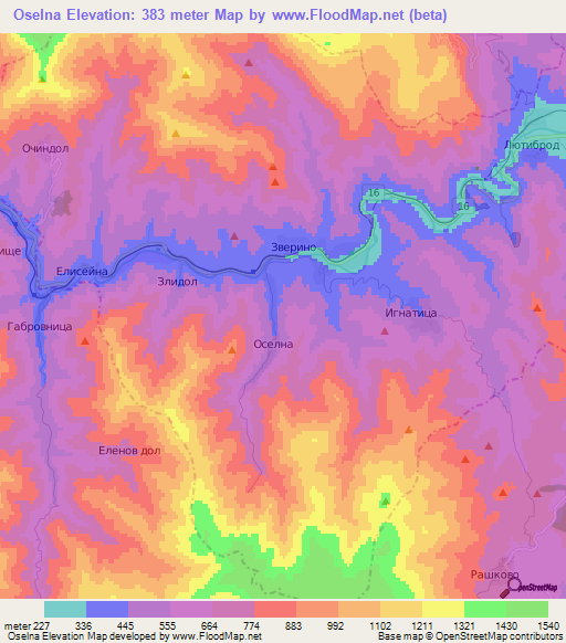 Oselna,Bulgaria Elevation Map