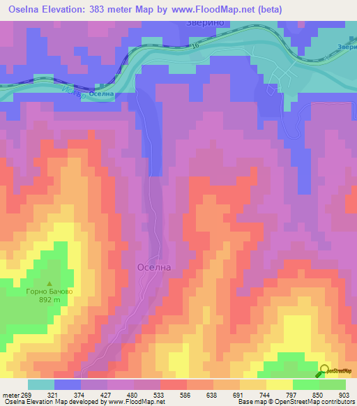 Oselna,Bulgaria Elevation Map