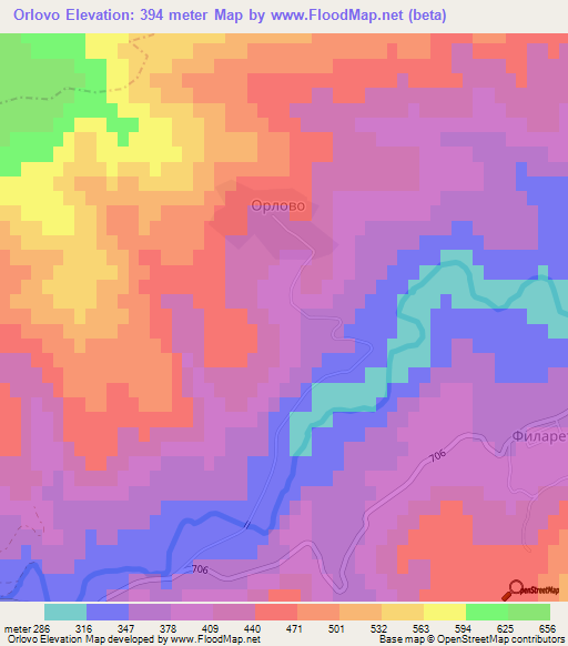 Orlovo,Bulgaria Elevation Map