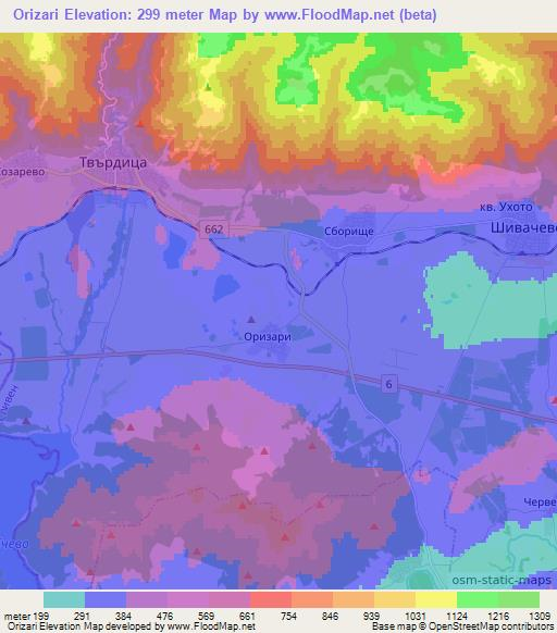 Orizari,Bulgaria Elevation Map