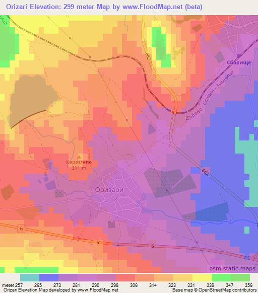 Orizari,Bulgaria Elevation Map