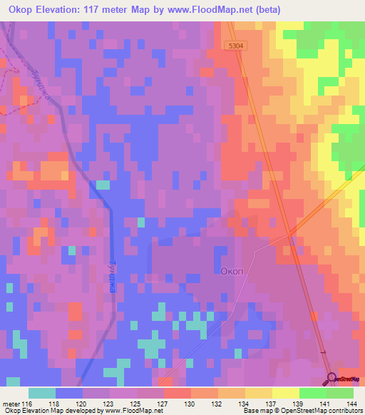 Okop,Bulgaria Elevation Map