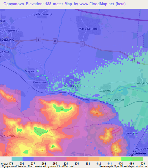 Ognyanovo,Bulgaria Elevation Map