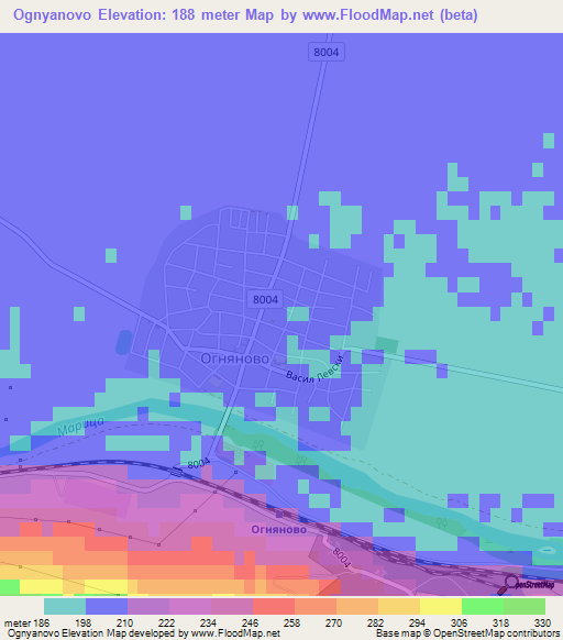 Ognyanovo,Bulgaria Elevation Map