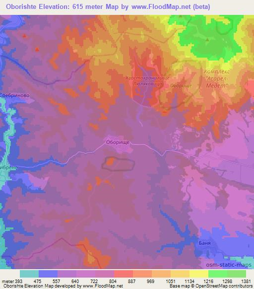 Oborishte,Bulgaria Elevation Map