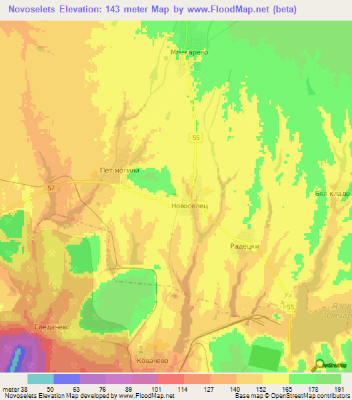 Novoselets,Bulgaria Elevation Map