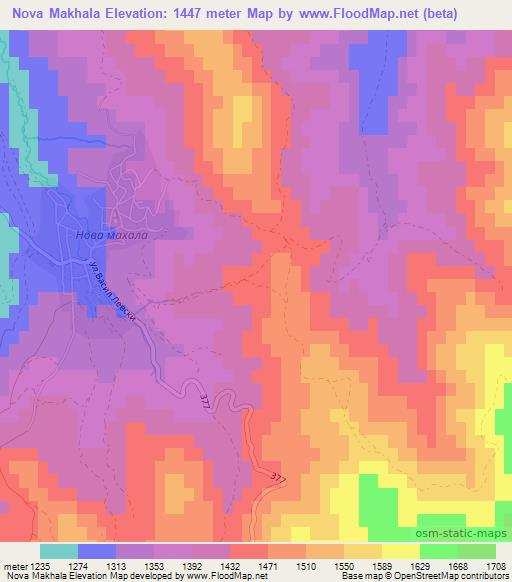 Nova Makhala,Bulgaria Elevation Map