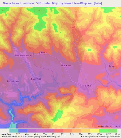 Novachevo,Bulgaria Elevation Map